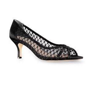 Touch of Nina Coriann black lace peep toe heel 9.5